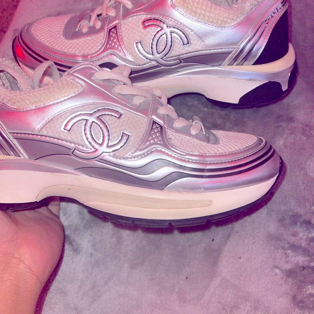 Silver Authentic Chanel Trainers
